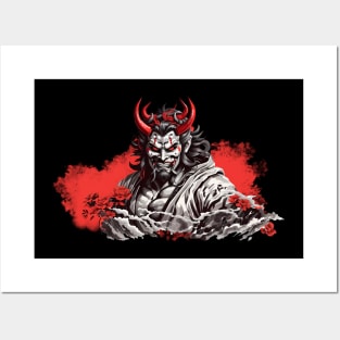 Samurai demon mask Posters and Art